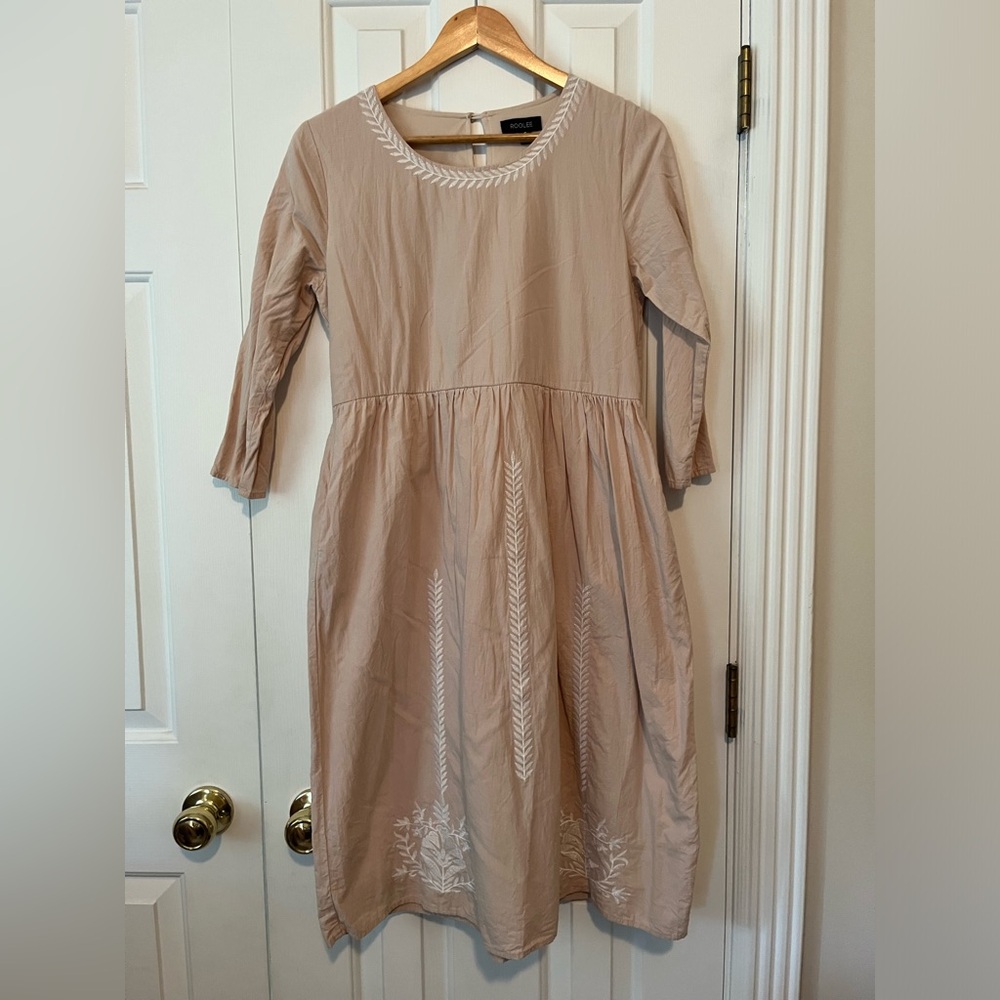 Roolee Beige Embroidered Dress Size Small